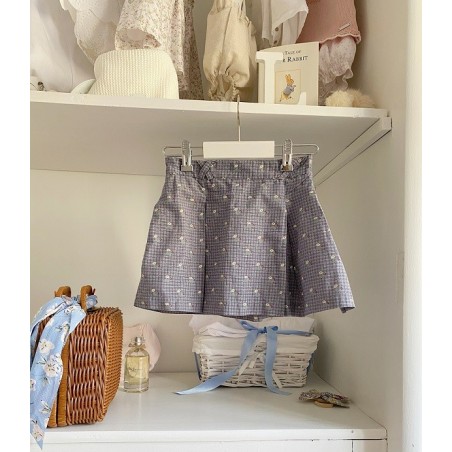 Falda Cuadro y Flor Pequeña