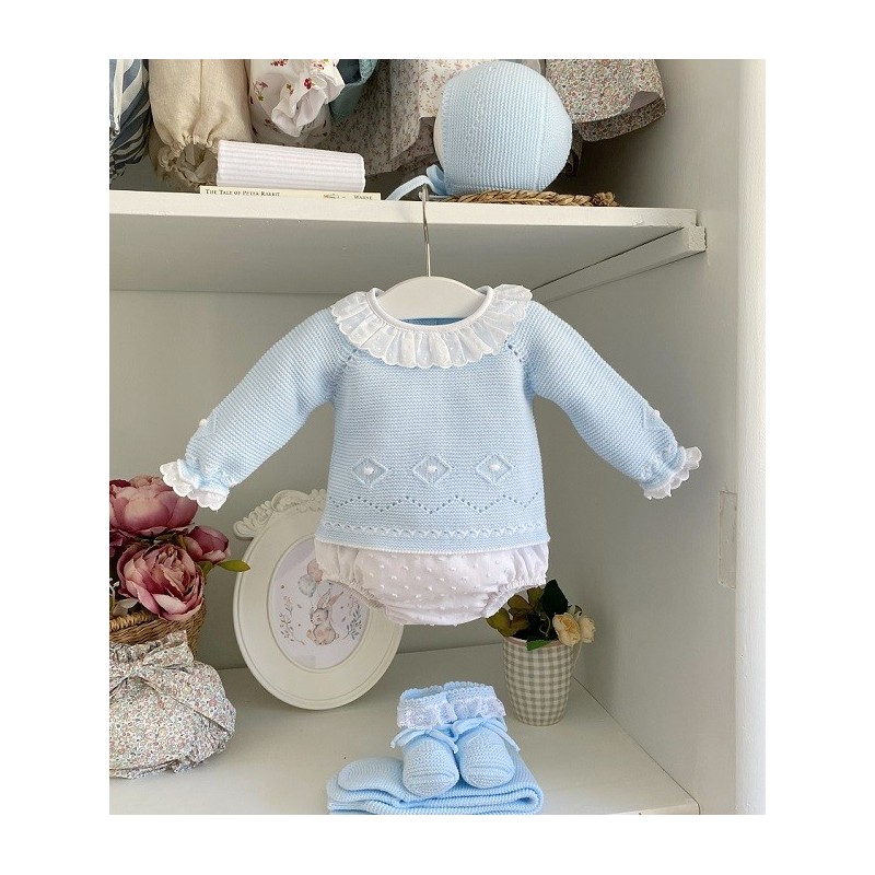 Pack Conjunto Cuello Batista Invierno Con Culetín y Patucos