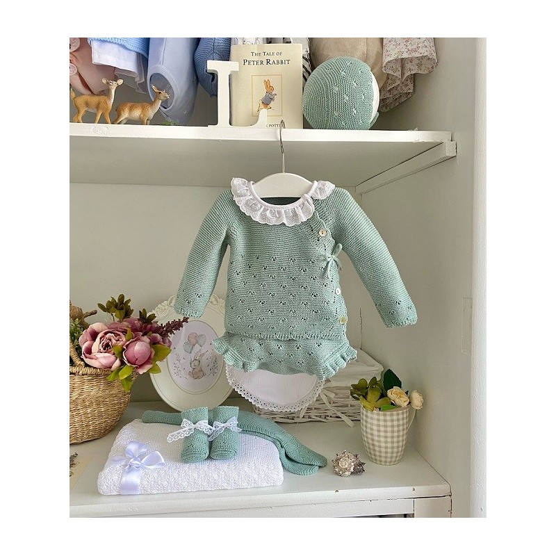 Caja Conjuto Mint Cuello Batista + Culetín + Dos Patucos