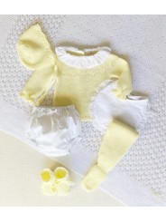 Caja Conjunto Amarillo Recien Nacido + Toquilla Hilo