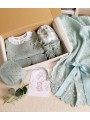 Caja Conjunto Hilo Mint Recien Nacido + Toquilla