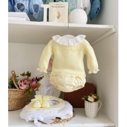 Conjunto Hilo Amarillo Jersey y Culetin Vichy